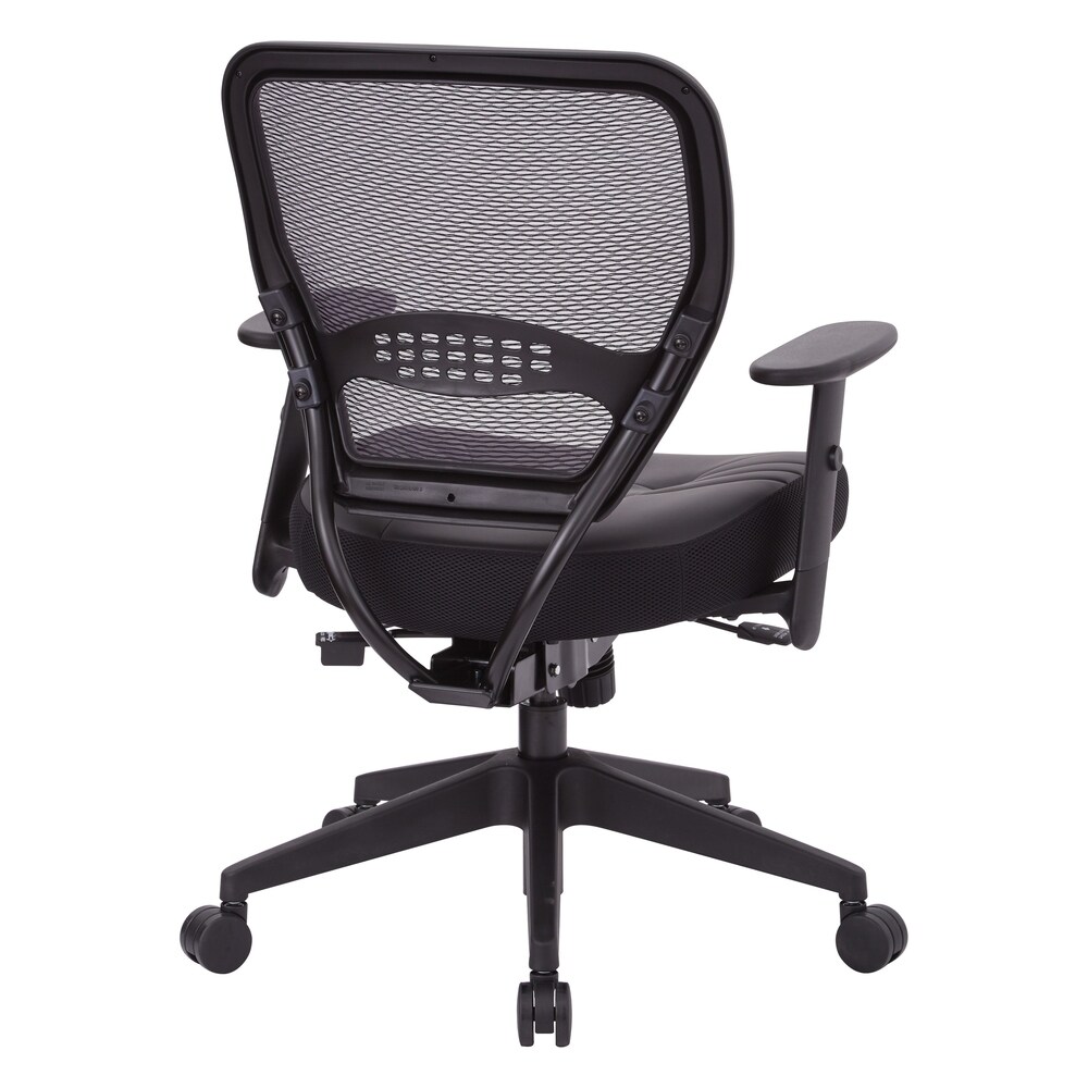 Black Bonded Leather Seat Office Chair with Adjustable Angled Arms