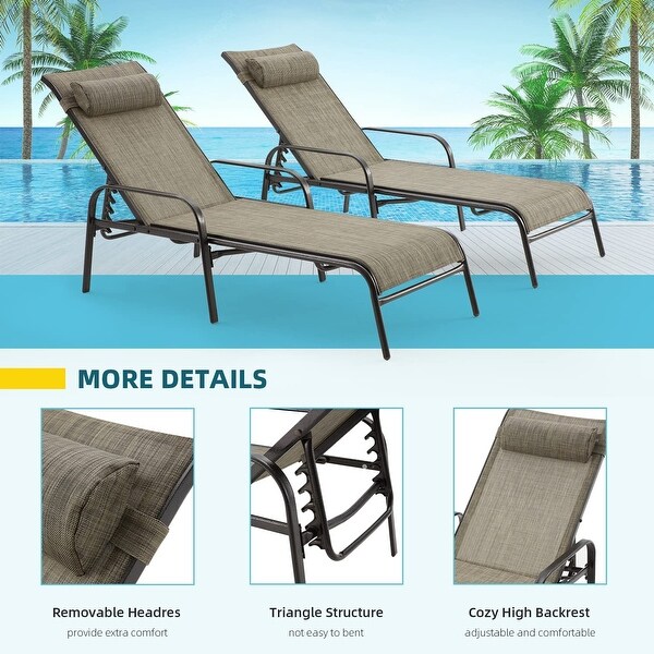 EROMMY Outdoor Patio Lounge Chair，Adjustable Recliner Outdoor Lounge Chairs，Multiple Colors Available