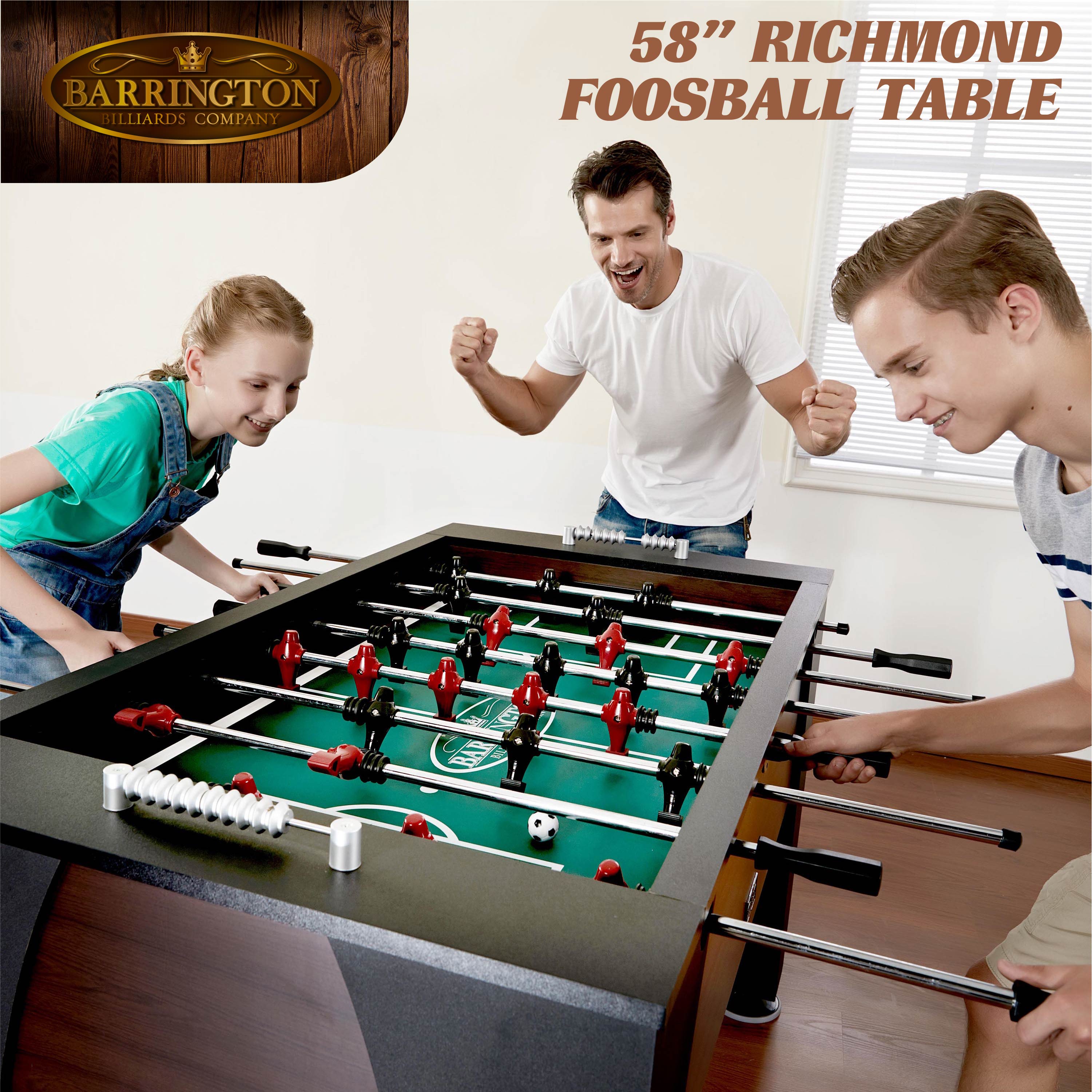 Barrington 58" Richmond Foosball Soccer Table, Accessories Included, Brown/Black