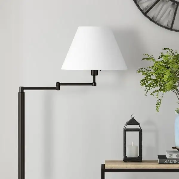 Moby Swing Arm Blackened Bronze Lamp Round/Empire Shade