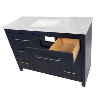 Home Decorators Collection Clady 48.5 in. W x 18.75 in. D Bath Vanity in Deep Blue with Cultured Marble Vanity Top in Silver Ash with White Sink HD2048P2-DB