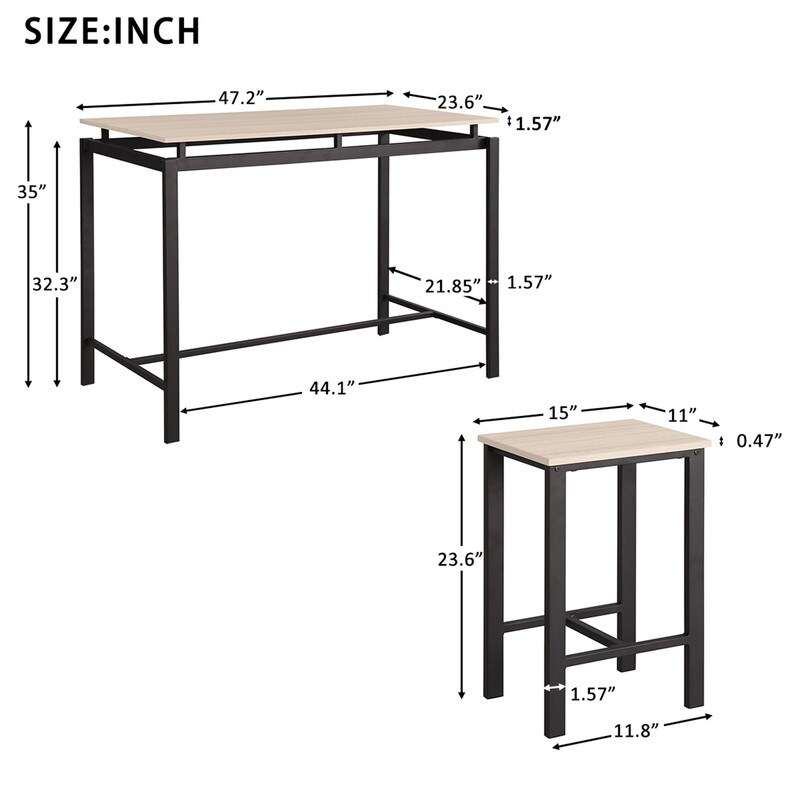 5 table set  counter height table set for 4 people  wooden bar height table and bar stools