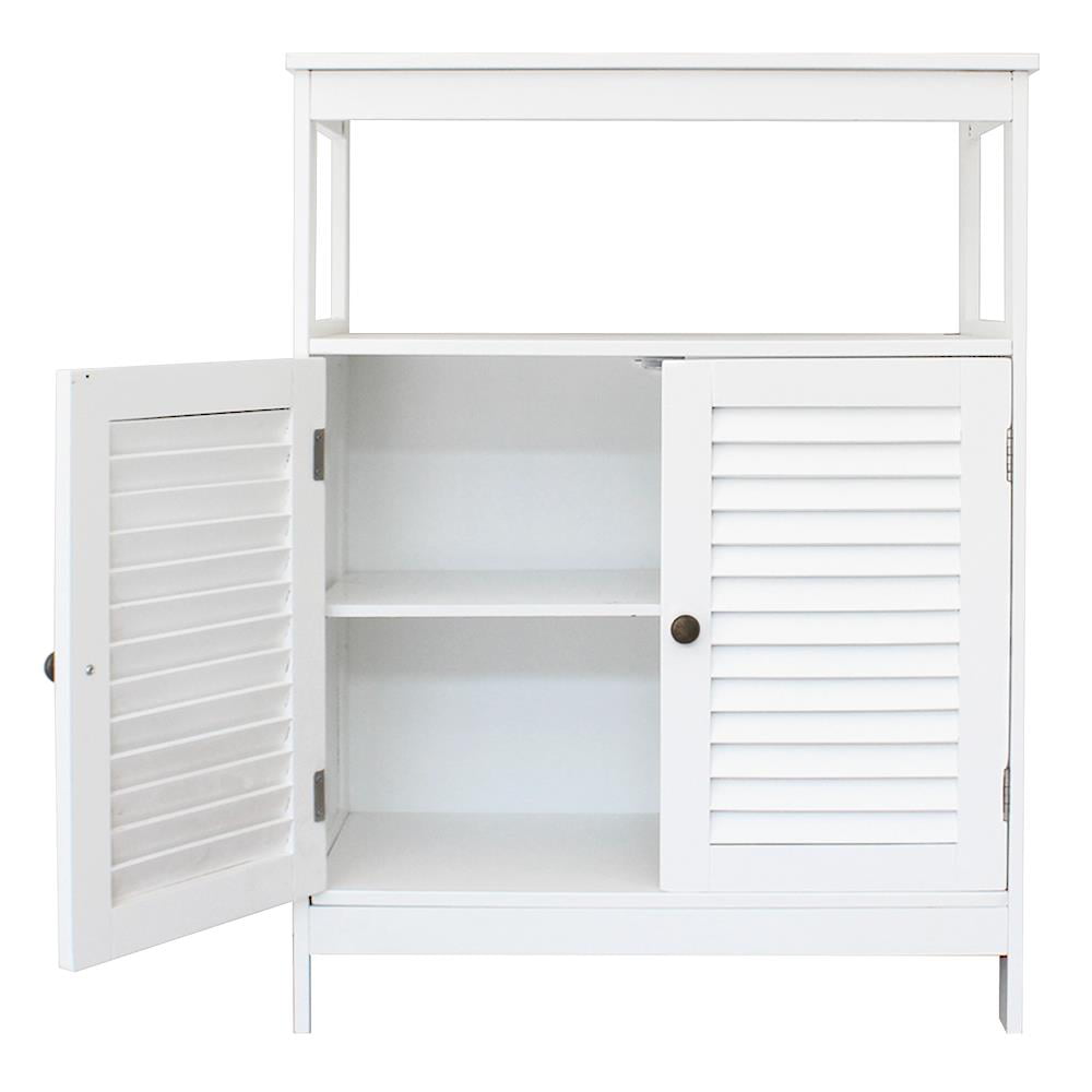 Ktaxon Bathroom Floor Cabinet Wooden Storage Organizer Cupboard with Double Shutter Door and Adjustable Shelf White