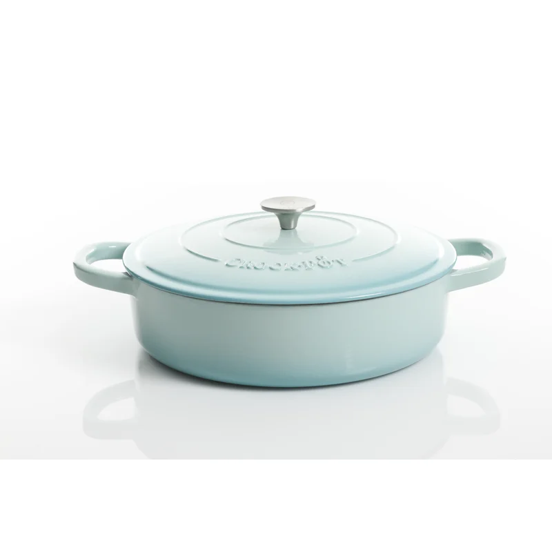 Crock Pot 125298.02R Artisan Enameled Cast Iron Braiser W/Lid， 5 Quart， Aqua