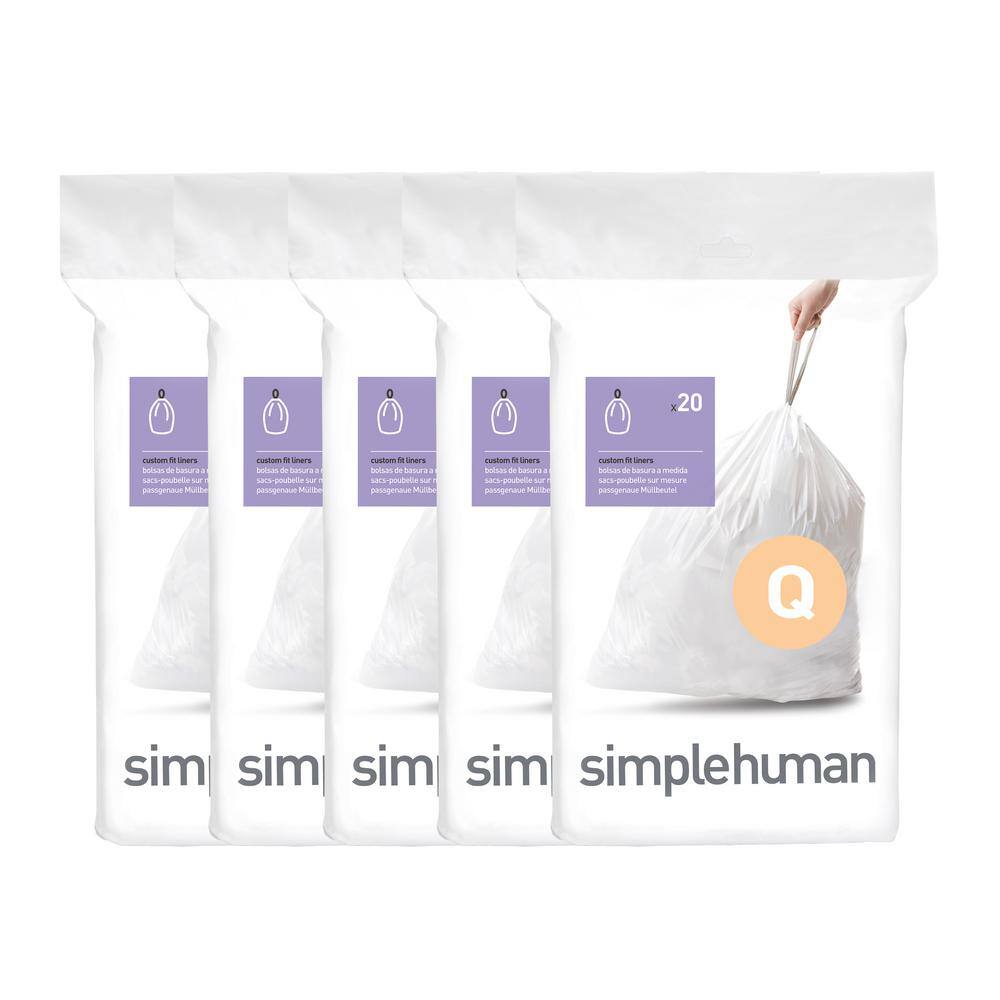 simplehuman 13 Gal. to 17 Gal. White Code Q Liners (100-Count) CW0176CP