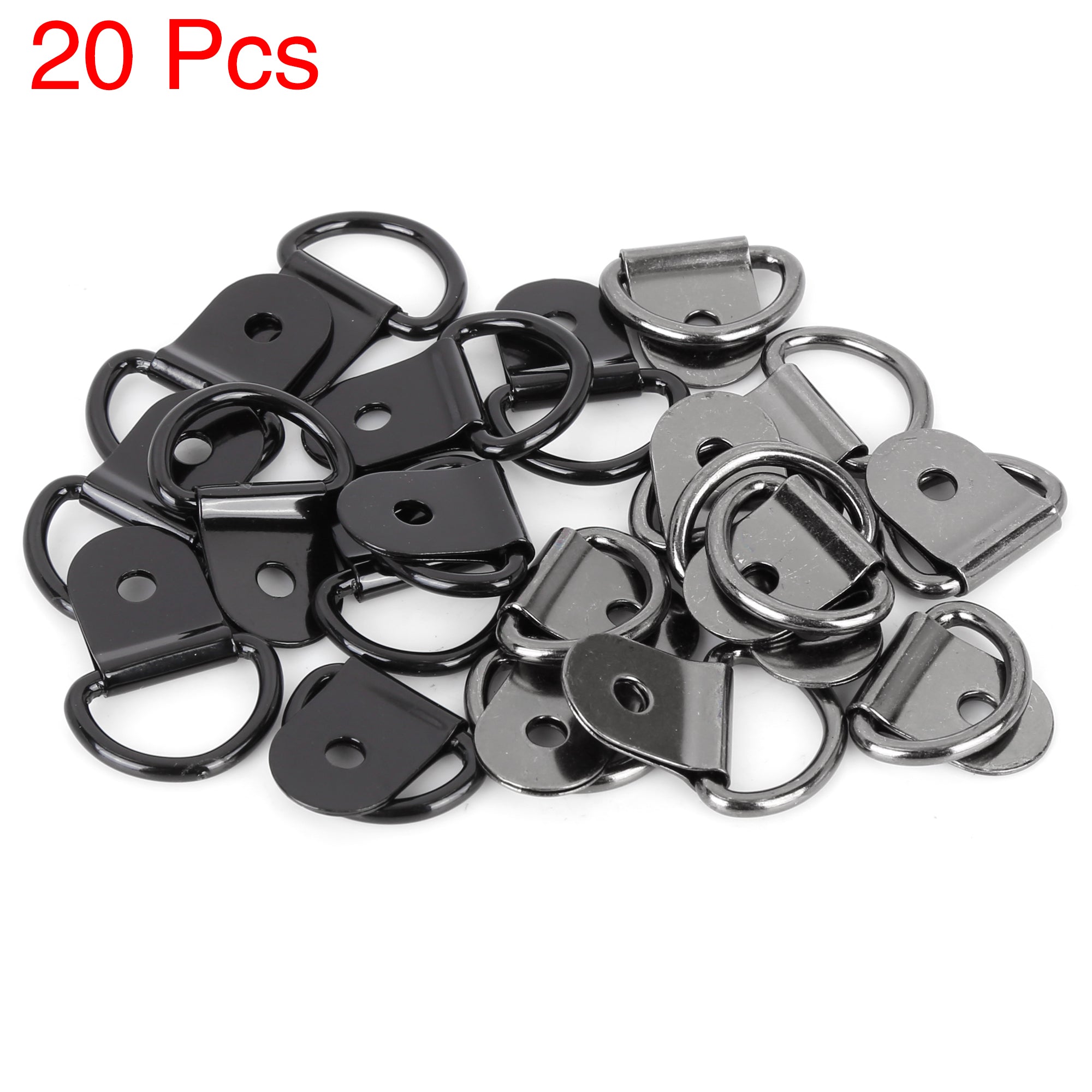 Unique Bargains 20pcs Titanium Tone Black D Shape Tie Down Anchors Lashing Ring for Car Trailers RV Boats