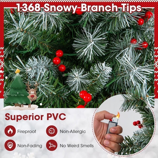 Holiday Hinged Christmas Tree with PVC Branch Tips，Warm White LED Lights