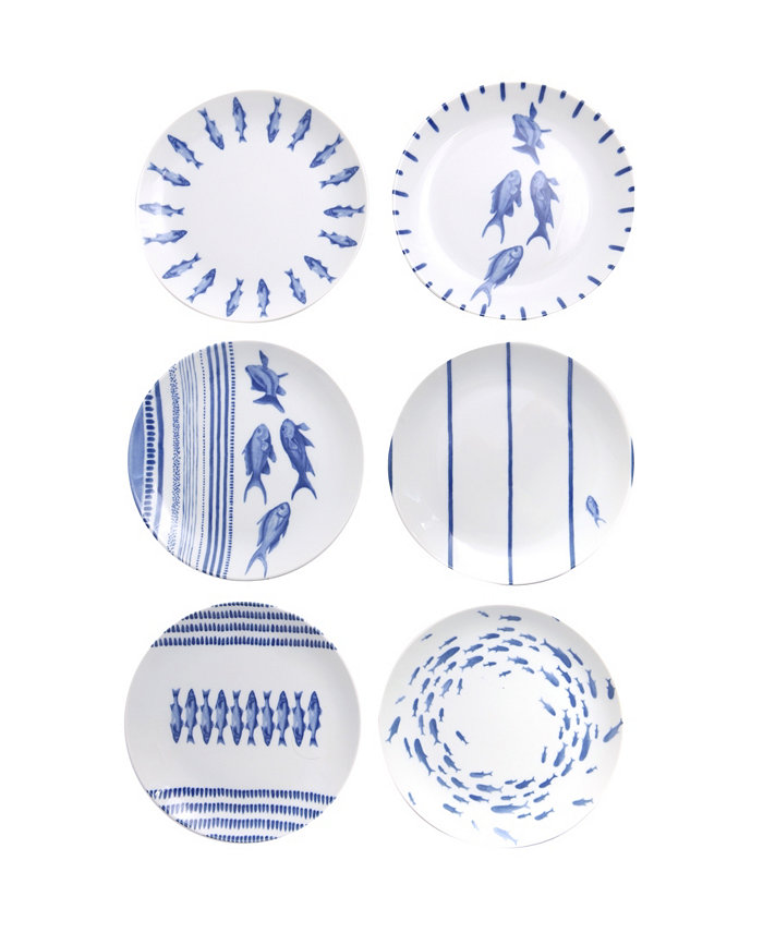 Porland Marine Blue 6-Piece Cake Plate Set