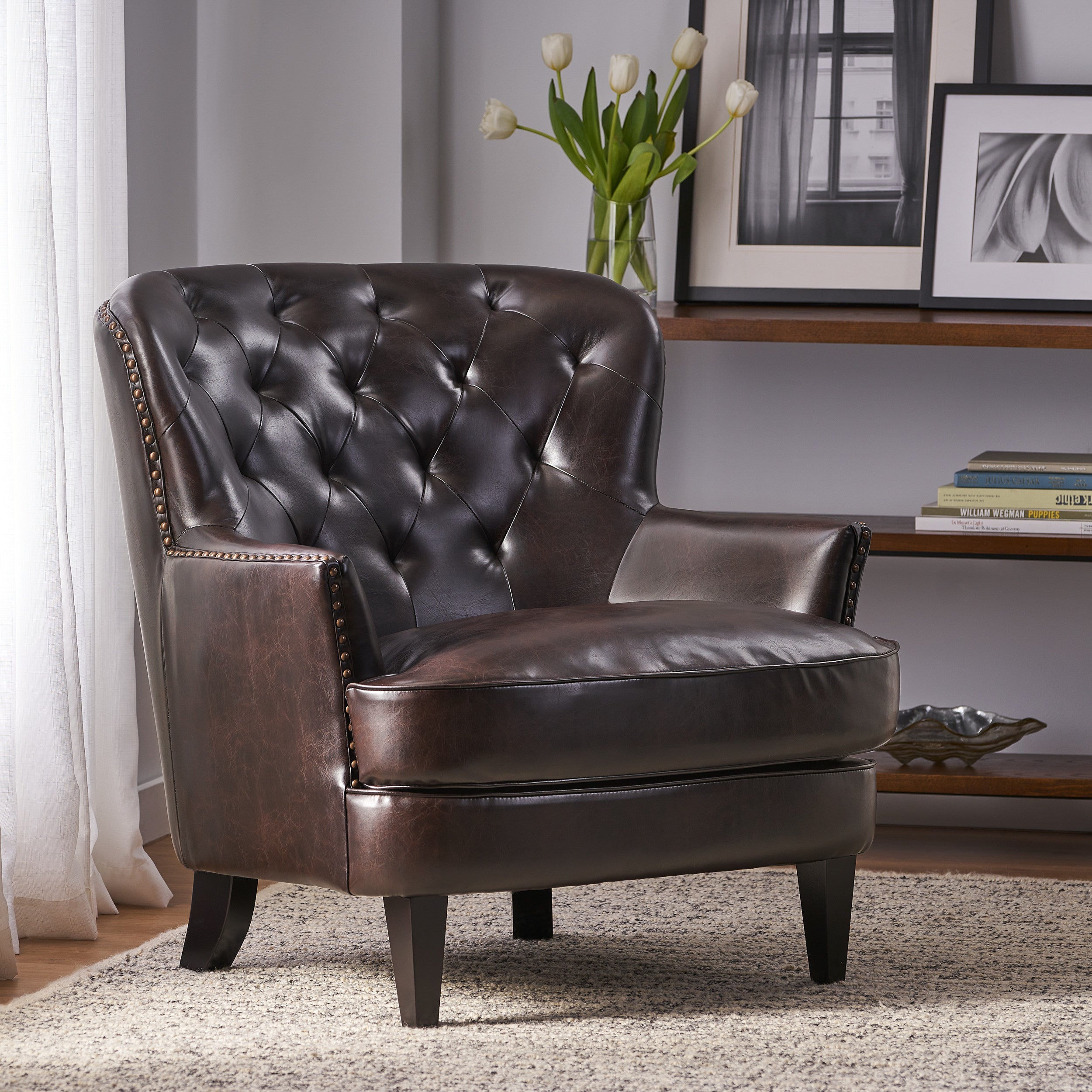 Aveton Tufted Leather Club Chair