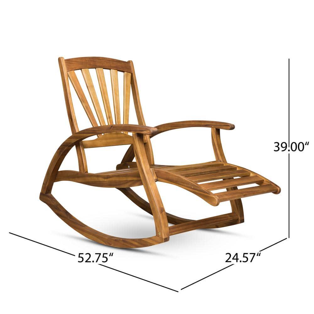 Noble House Sunview Teak Brown Wood Outdoor Rocking Chair