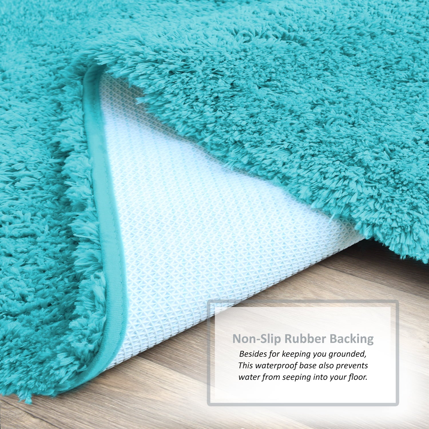 Clara Clark Set of 3 Absorbent Bath Mat Non-Slip Backing Rubber Bathroom Rugs， 17x24， 20x32， 32x48 Teal