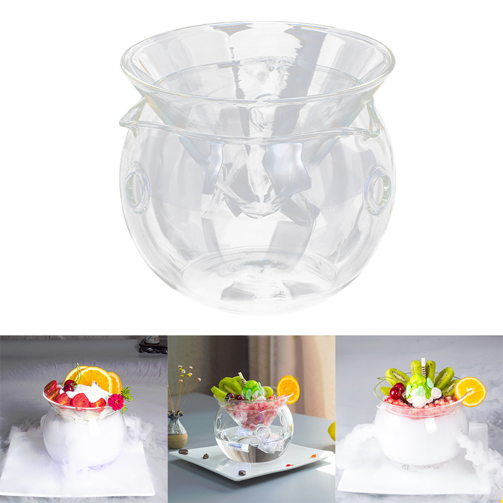 Transparent Glass Salad Bowl Fruit and Vegetable Bowl with Dry Ice Container (Middle Size)