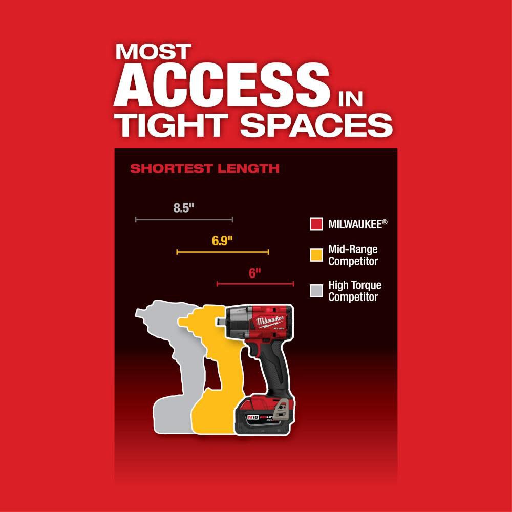 MW M18 FUEL 1/2 Mid-Torque Impact Wrench with Friction Ring 2962-20 from MW