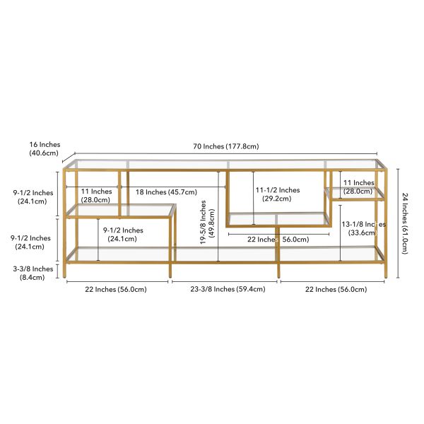 Deveraux Rectangular TV Stand with Glass Shelves for TV's up to 75