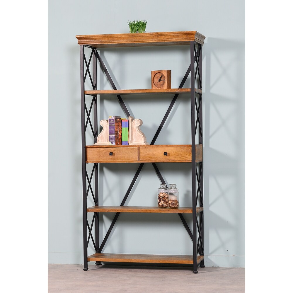 Dakota Wood Metal Tall Etagere Bookshelf