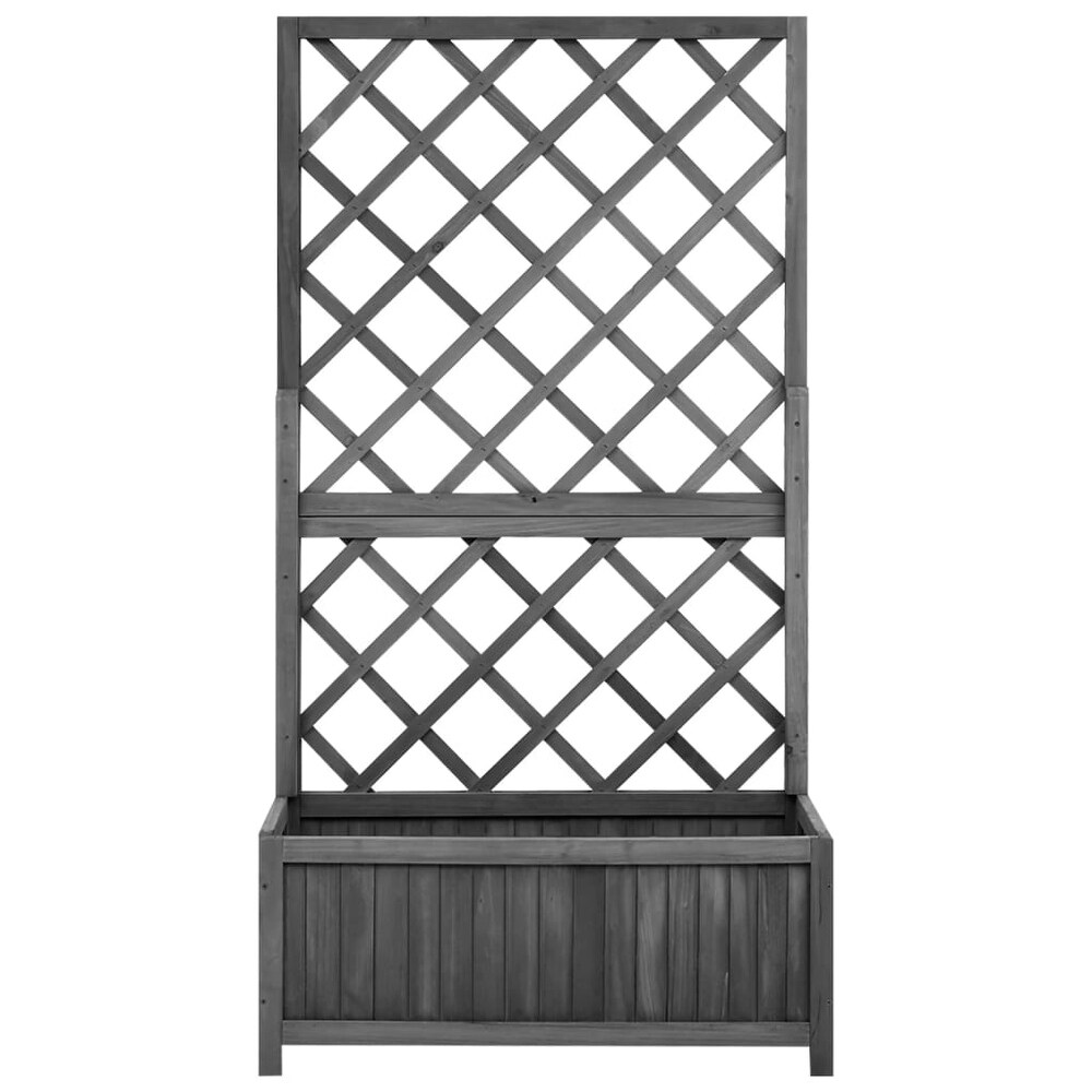 vidaXL Planter Flower Box Trellis Raised Bed Outdoor Planter Solid Firwood   27.6\