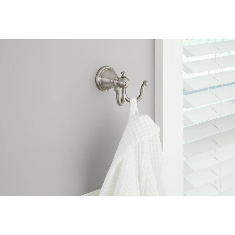 Glacier Bay Lyndhurst Double Robe Hook in Brushed Nickel 20276-0304