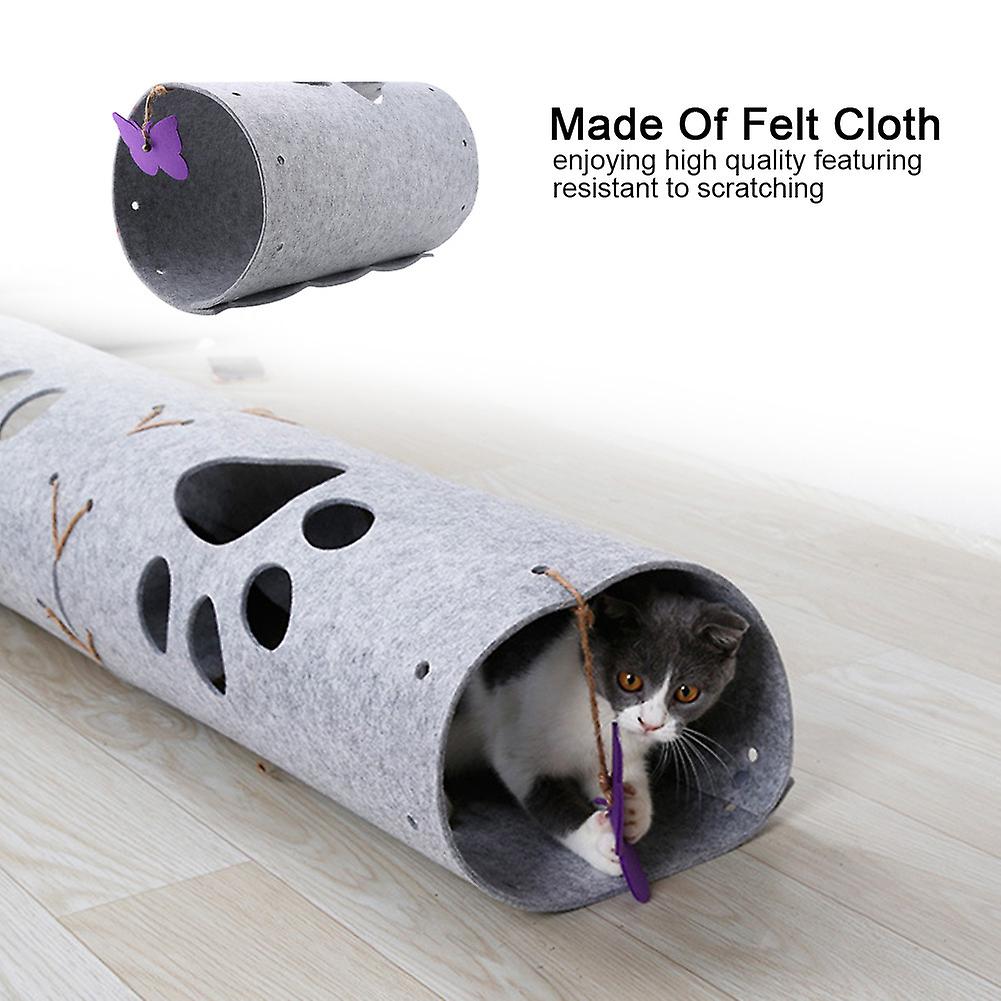 Collapsible Cat Tunnel Toy Pet Tube For Exercise And Entertainment Kitten Hideaway(gray)