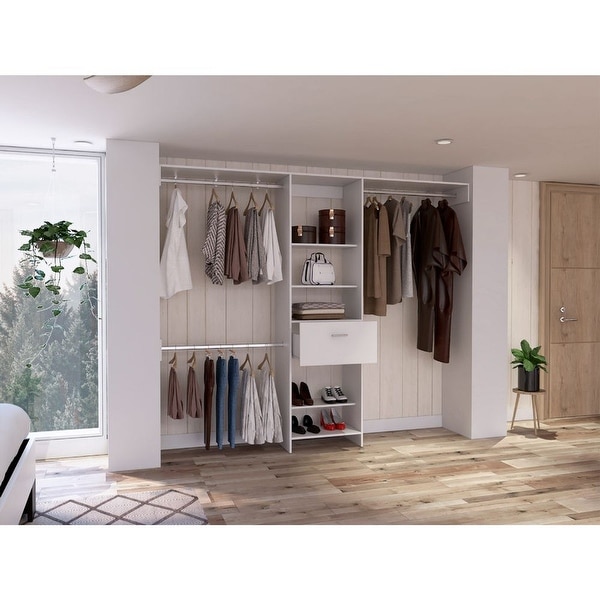 Distinctive Design 1-Drawer 5-Shelf Closet System for Living Room， Extra Space， Easy Assemble， Living Room， Bedroom - - 37928509