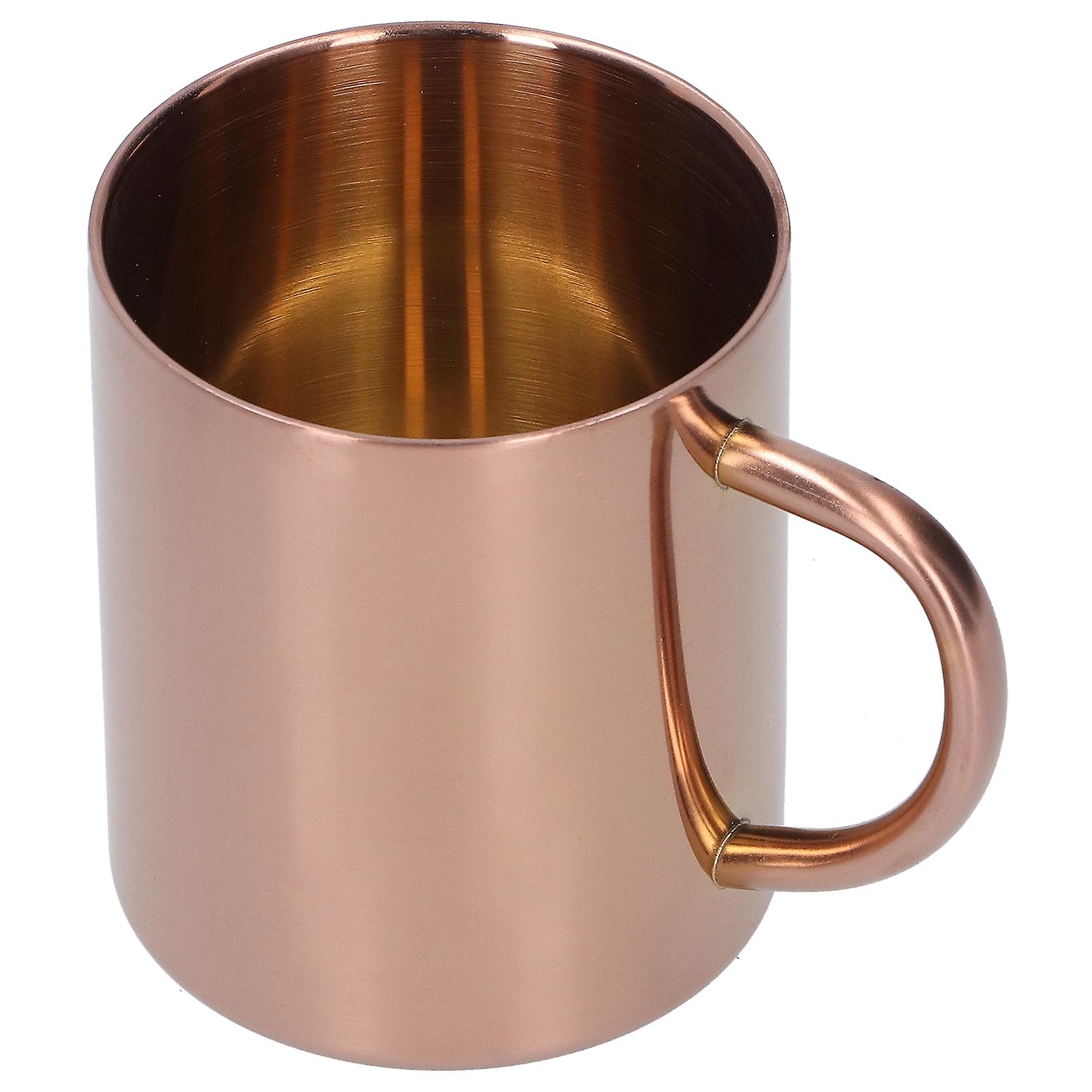 Mug Cup 304 Stainless Steel Double Layer Anti Scald Coffee Tea Water Cup with Handle 400ml(Rose Gold )