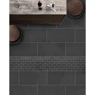 Florida Tile Home Collection Galactic Slate Black 12 in. x 24 in. Matte Porcelain Floor and Wall Tile (435.84 sq. ft.  pallet) CHDEGLX1012X24P