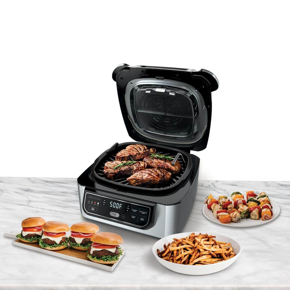 NINJA Foodi 5-in-1 Indoor Grill with 4 Qt. Air Fryer, Roast, Bake, Dehydrate and Cyclonic Grilling (AG301) AG301