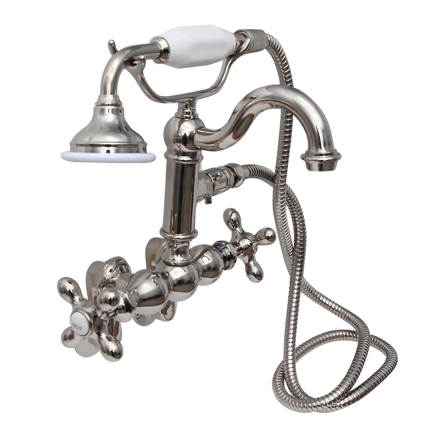 Tub Wall-Mounted Filler with Hand-Held Shower