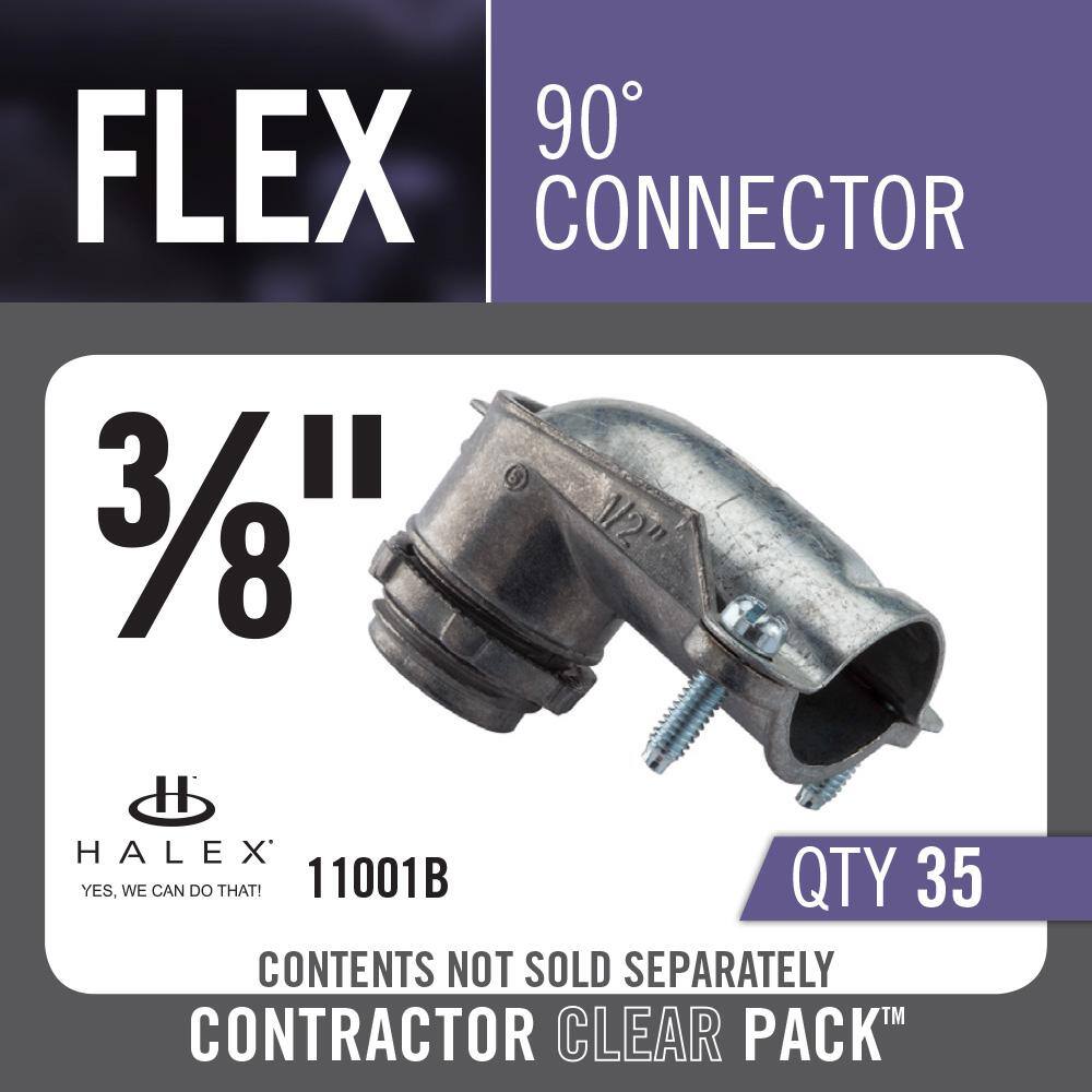 Halex 38 in. Flexible Metal Conduit (FMC) 90 Connectors (35-Pack) 11001B