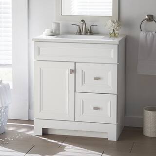 Home Decorators Collection Sedgewood 30.5 in. W x 18.8 in. D x 34.4 in. H Freestanding Bath Vanity in White with Arctic Solid Surface Top PPLNKWHT30D