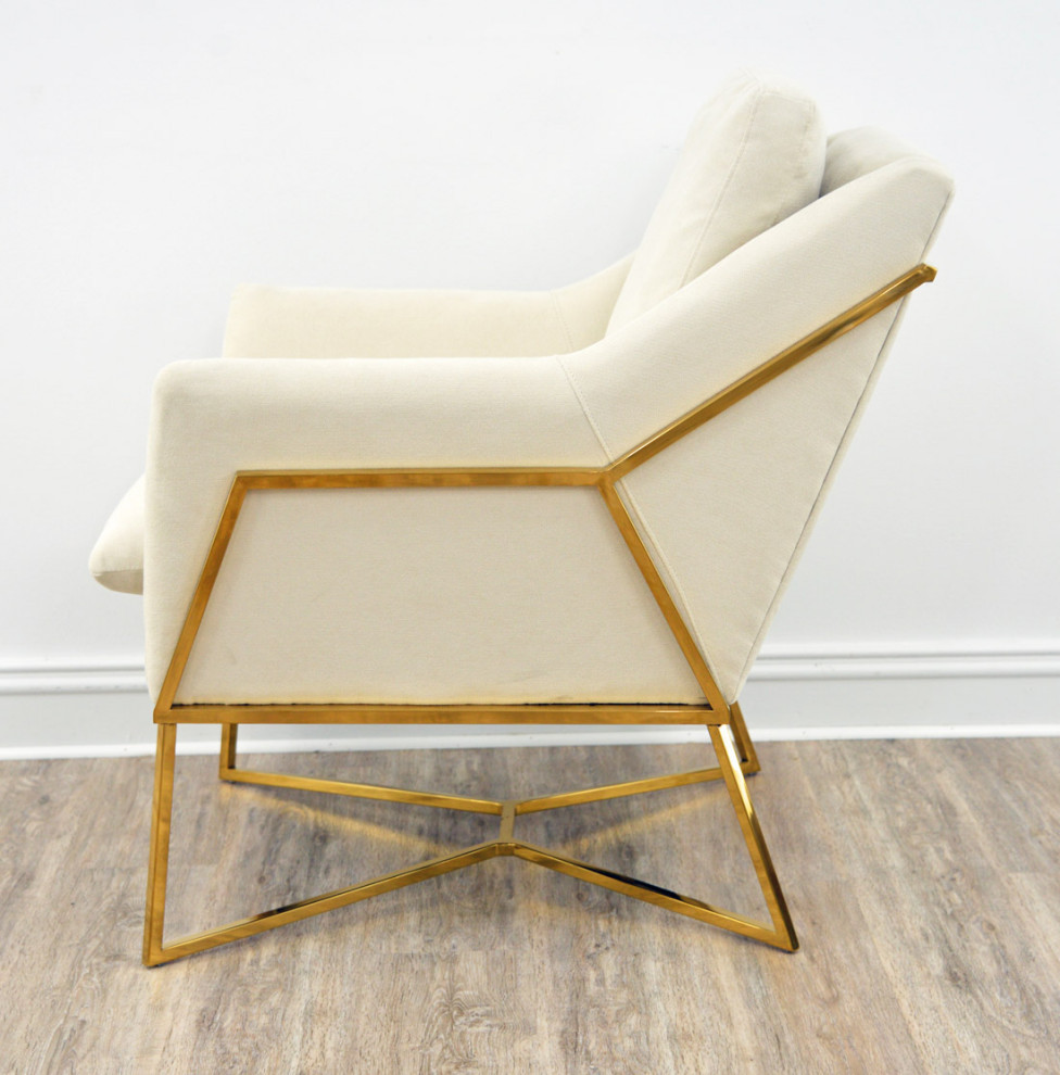 Adara Gold Chair Grey Fabric   Midcentury   Armchairs And Accent Chairs   by Virgil Stanis Design  Houzz