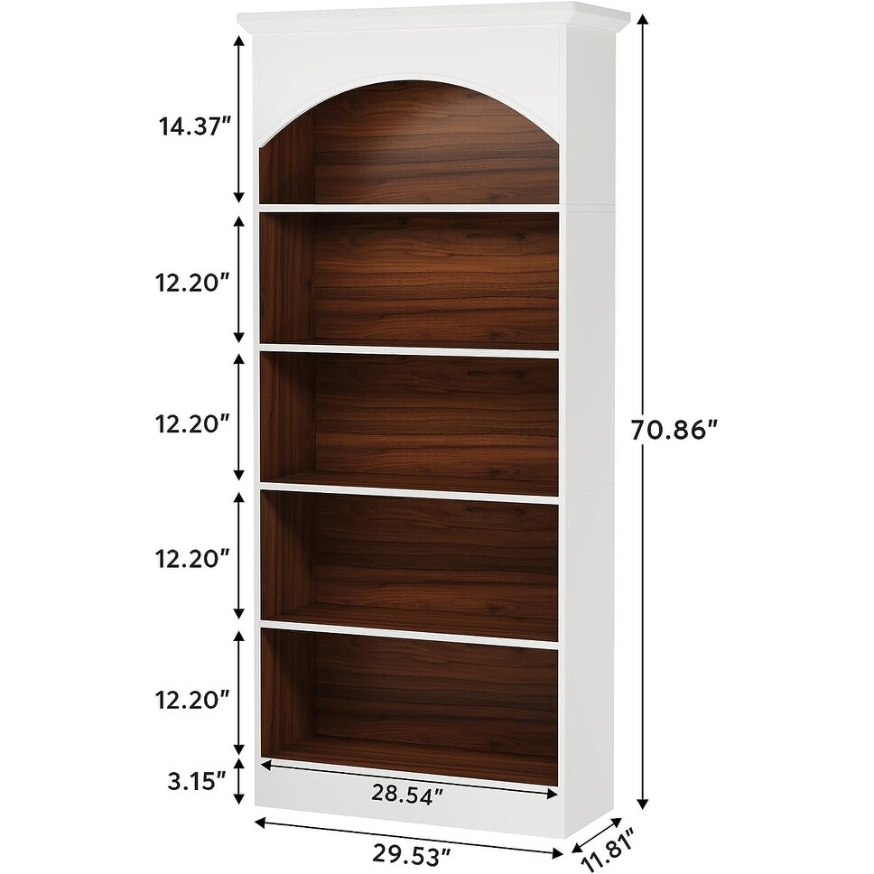 70.9'' Tall Bookcase with 5 Tier Storage Shelves