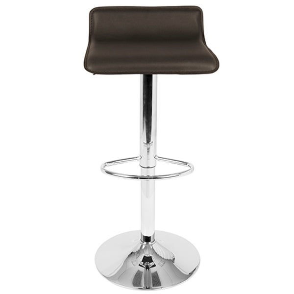 Lumisource Ale Contemporary Adjustable Barstool in Brown PU Leather - Set of 2 - 16