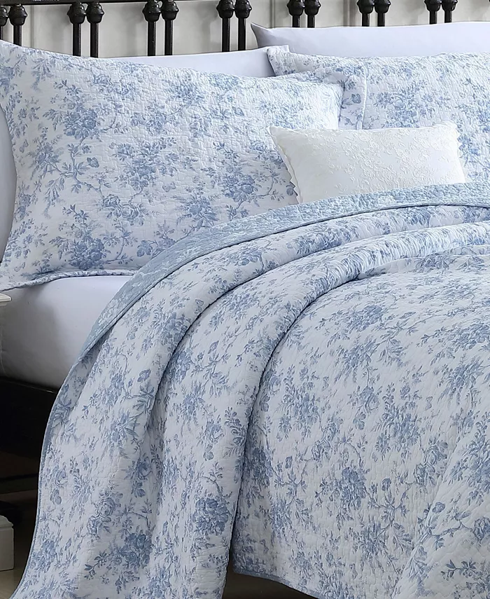 Laura Ashley Walled Garden Reversible 3 Piece Quilt Set， King