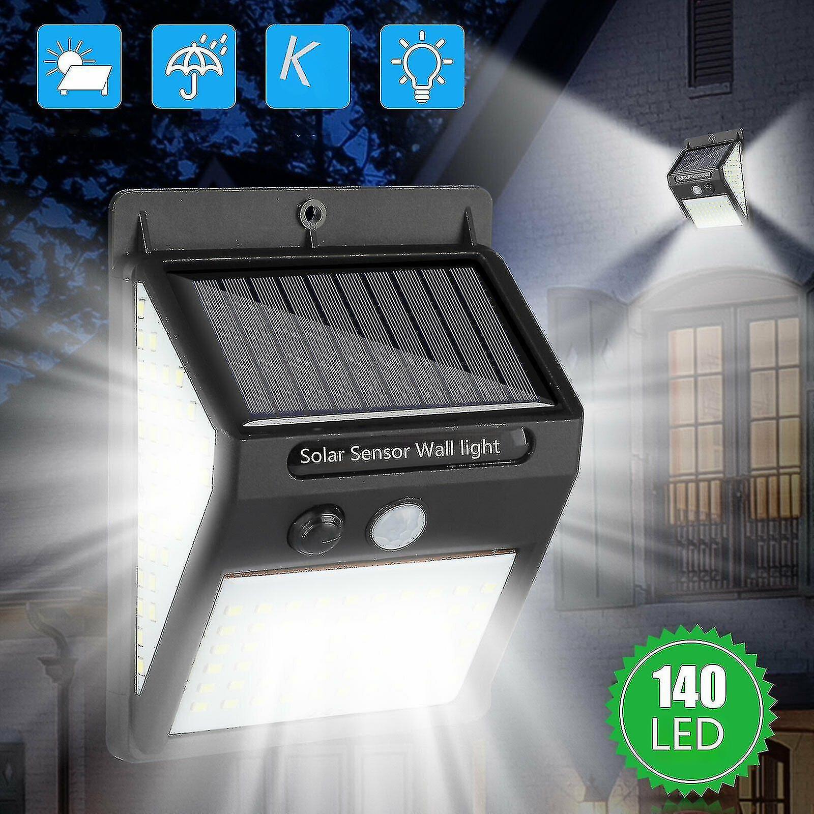 140 Led Solar Wall Lights Waterproof Outdoor Wall Lamp Pir Motion Sensor Garden Yard