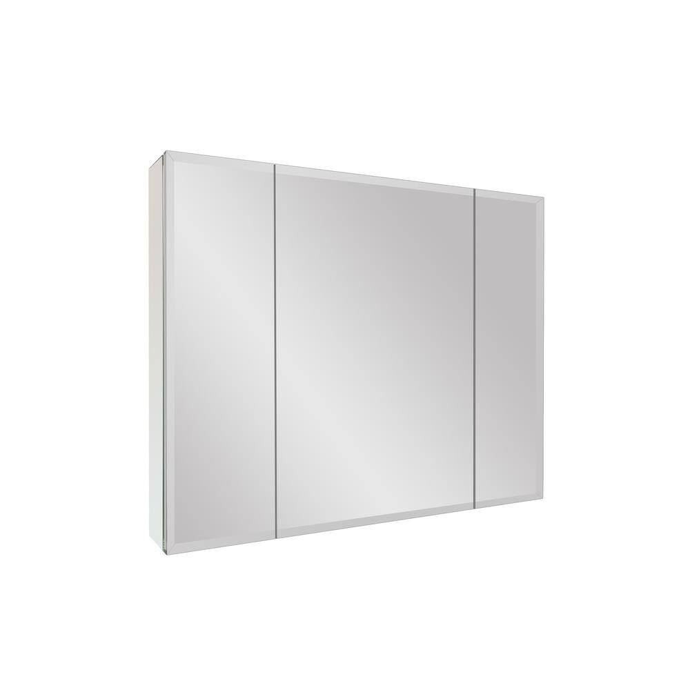 36 in. W x 26 in. H Large Rectangular Silver Aluminum Recessed Surface Mount Medicine Cabinet with Mirror DJ55135206-YG