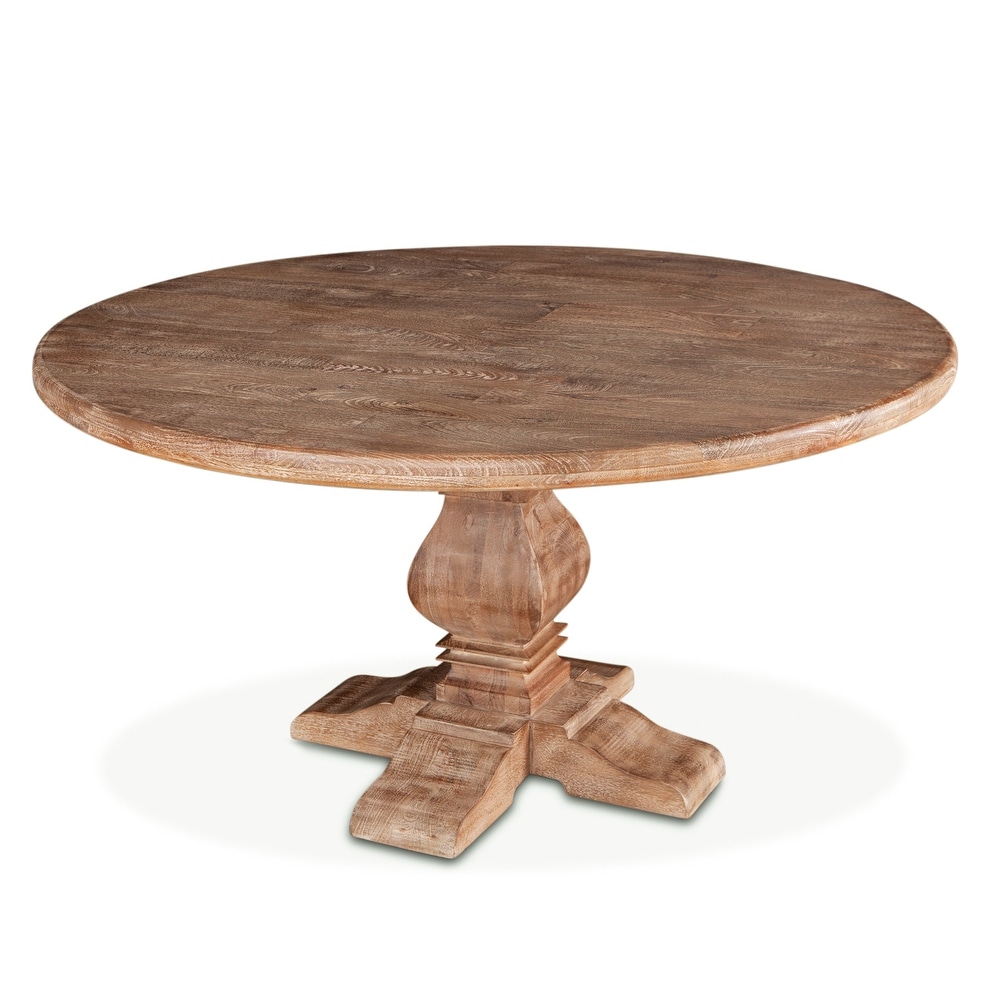 Mango Wood 54 Round Dining Table in Antique Oak