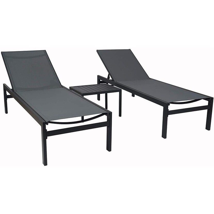 Kozyard Modern Full Flat Aluminum Patio Reclining Adjustable Chaise Lounge with Sunbathing Textilence for  Weather