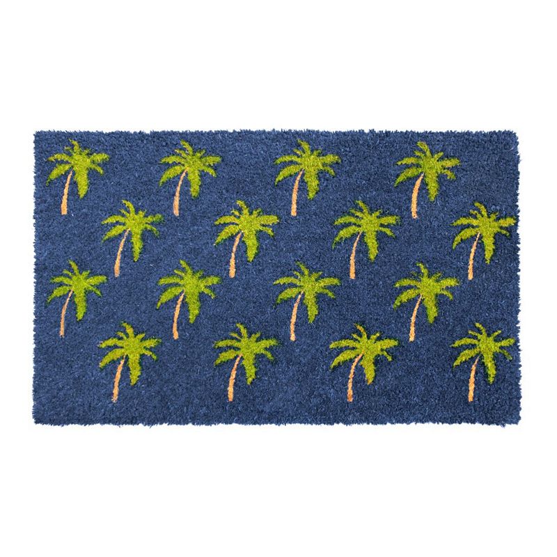 RugSmith Machine Tufted Palm Tree Graphic Coir Doormat