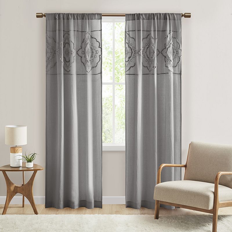 Madison Park 2-pack Luna Cotton Light Filtering Rod Pocket Window Curtains