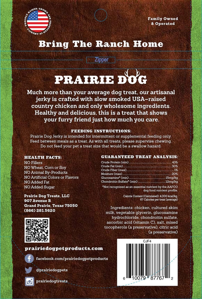 Prairie Dog Smokehouse Selections Chicken Jerky Strips Dog Treats