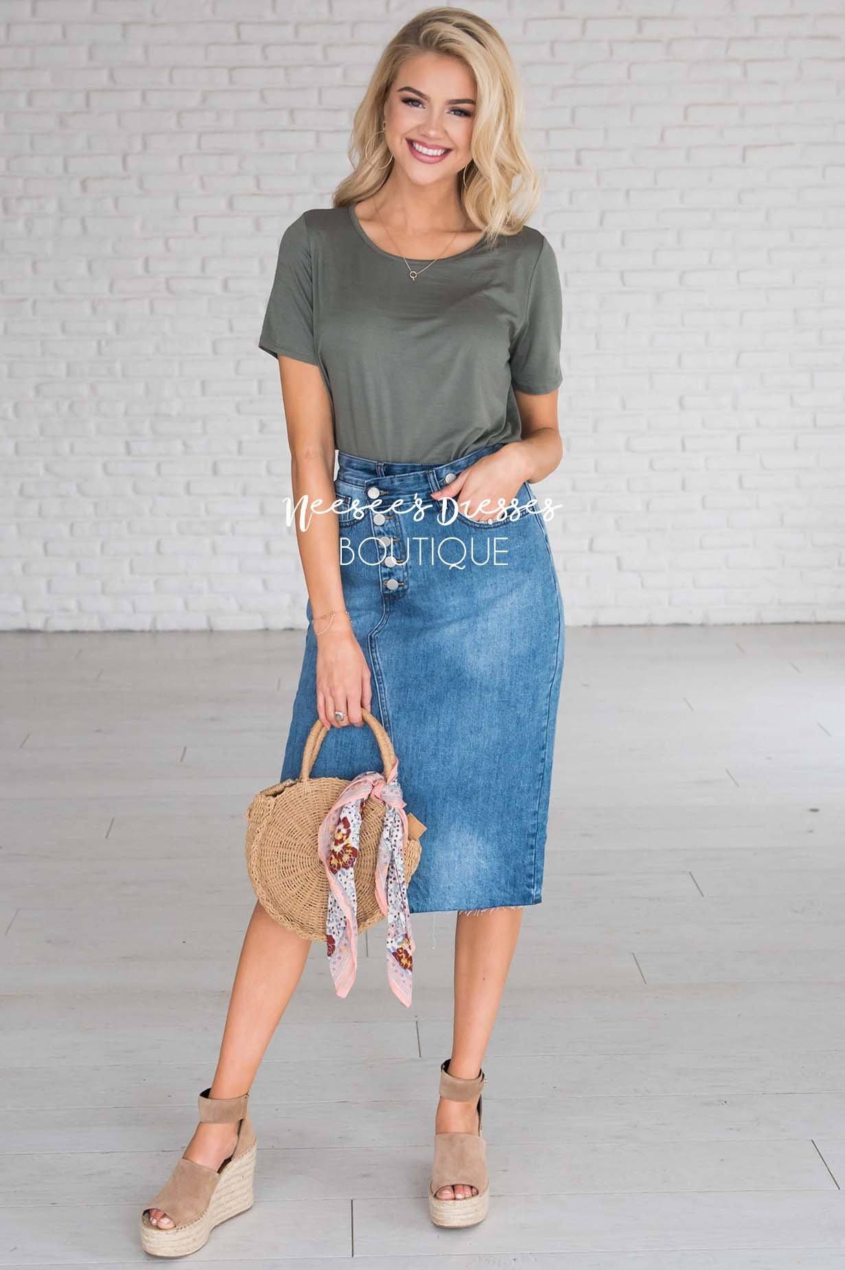 Pretty In Denim Asymmetrical Skirt