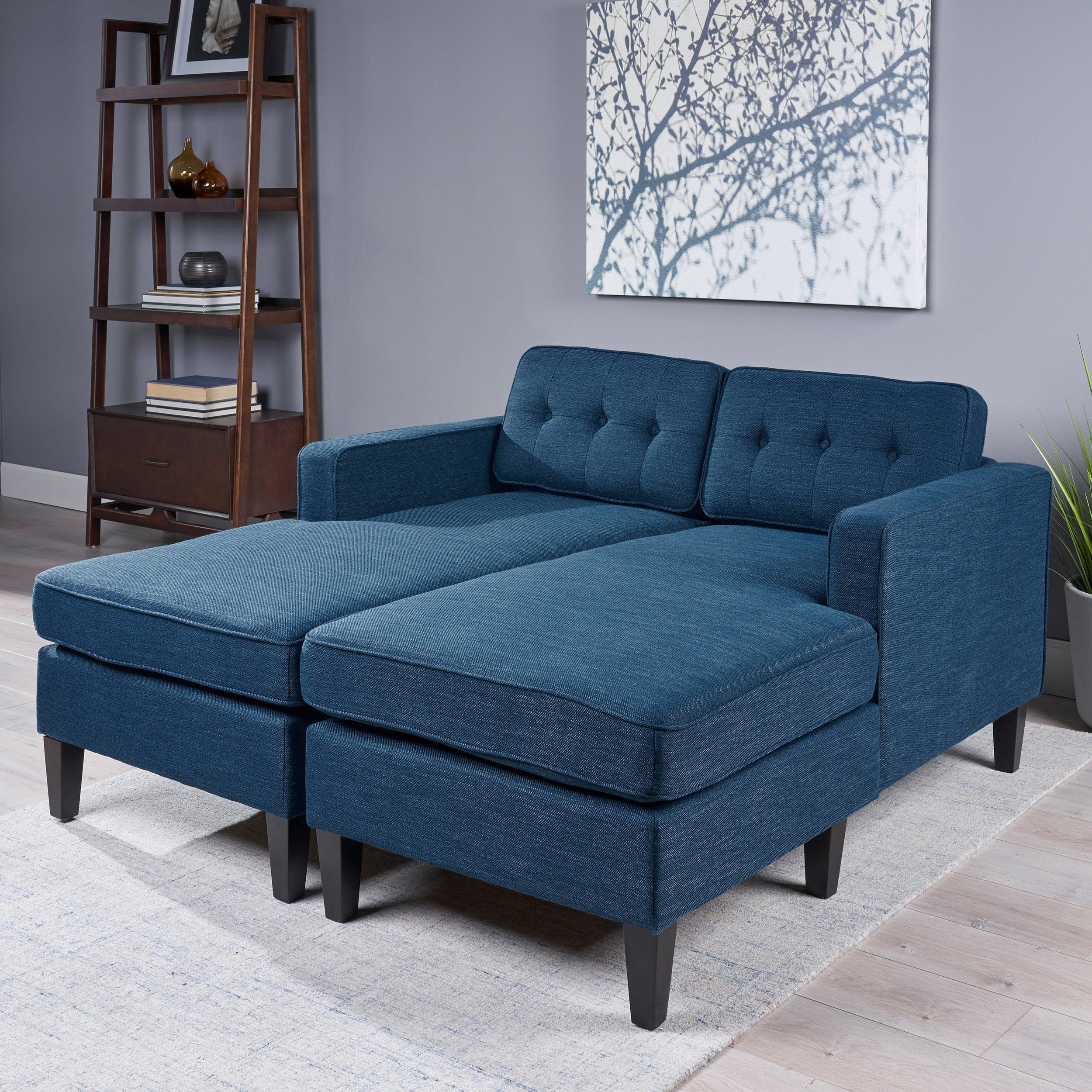 Grace Contemporary Fabric Chaise Daybed with Button Accents