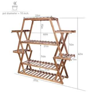 AESOME 8-Tier Wooden Plant Stand Shelf 42 in. Tall Flower Pot Rack Bonsai Display Rack Holder Indoor Outdoor HJ240