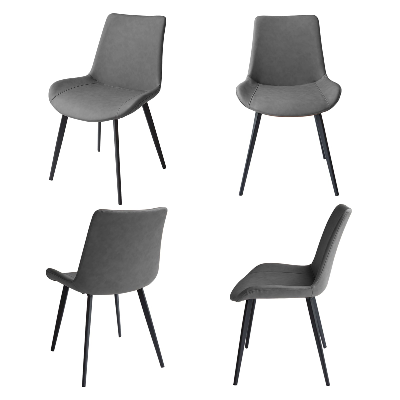 jiexi Dining Chairs Set of 4，  Grey Dining Chairs，Pu Leather 4 Pcs Kitchen Chairs