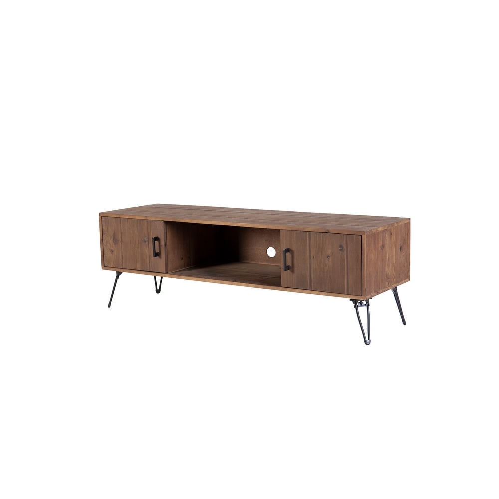 Solid Wood TV Stand TV Console Table with Storage Cabinet and Shelf  Industrial Entertainment Center for Living Room