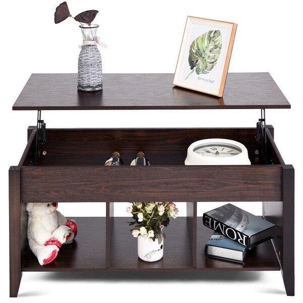 Costway Lift Top Coffee Table w/ Hidden Compartment Storage Shelf