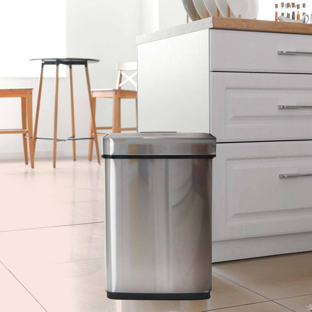 Hanover 13.2 Gal. Stainless Steel Metal Household Trash Can with Sensor Lid HTRASH50L-1