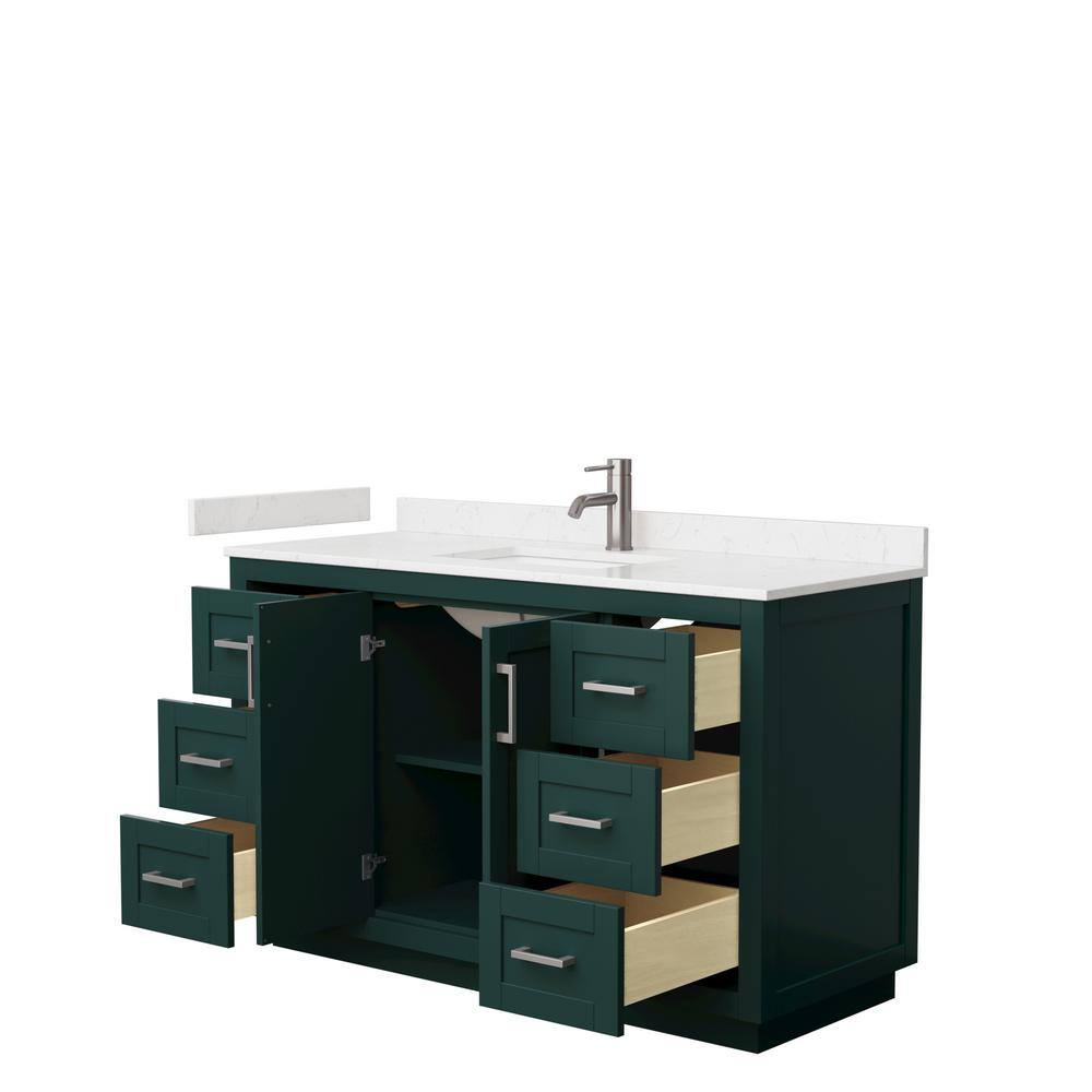 Wyndham Collection Miranda 54 in. W x 22 in. D x 33.75 in. H Single Bath Vanity in Green with Carrara Cultured Marble Top WCF292954SGEC2UNSMXX