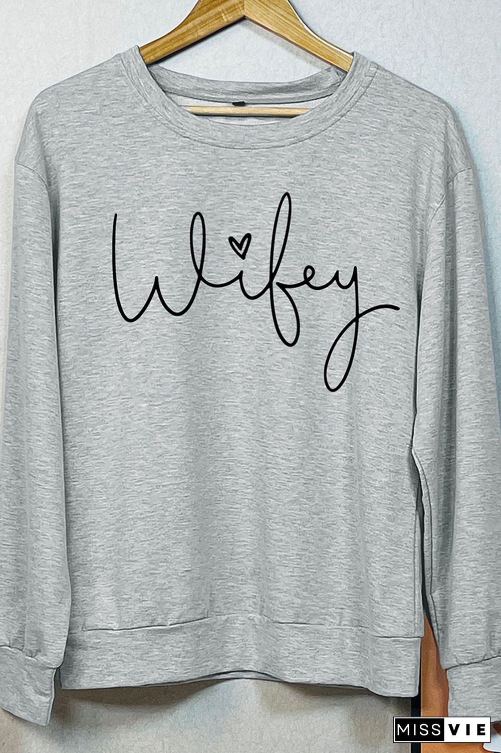 Wifey Print Long Sleeve Sweatshirts Women Wholesale