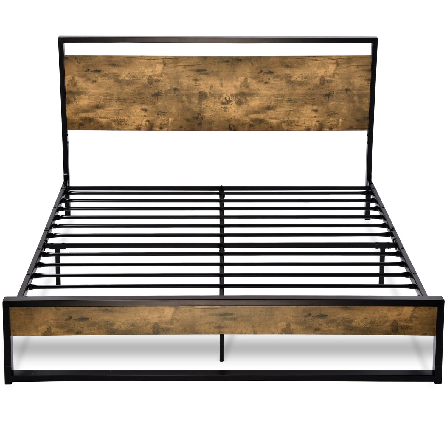 Amolife Full Platform Bed Frame with Wooden Headboard and 13 Strong Steel Slats Support, Dark Brown